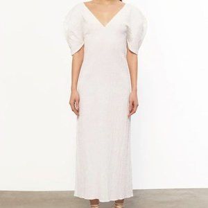 MARA HOFFMAN Gracen Puff-Sleeve Woven Cotton Dress WHITE NWT